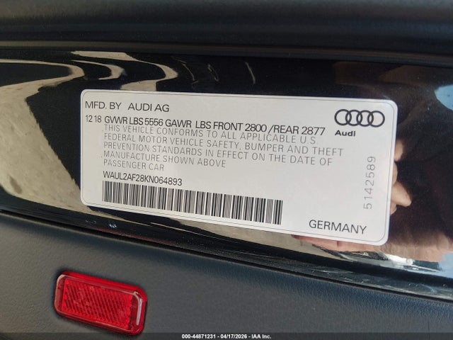 Aukcja sprzedaży 2019 Audi A6 55 Premium, vin: WAUL2AF28KN064893, numer aukcji: 44871231