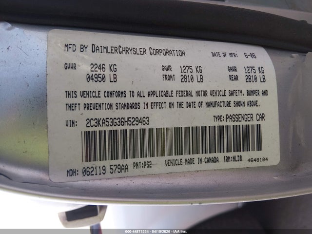 Aukcja sprzedaży 2006 Chrysler 300 Touring, vin: 2C3KA53G36H529463, numer aukcji: 44871234