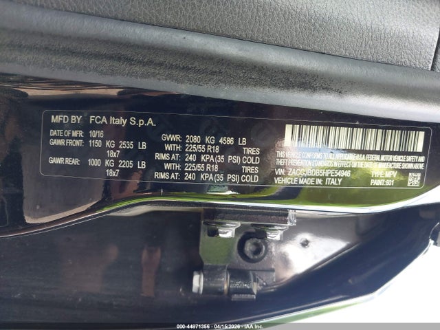 Продажа на аукционе авто 2017 Jeep Renegade Limited 4x4, vin: ZACCJBDB5HPE54946, номер лота: 44871356