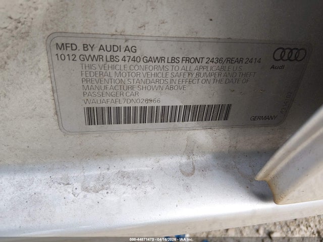 2013 AUDI A4 WAUAFAFL7DN026966 Photo 8