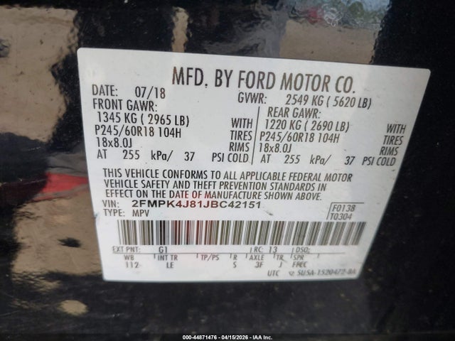 Ford EDGE SEL 2018 2FMPK4J81JBC42151 Image 9