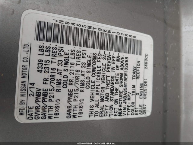 Nissan Rogue Select S 2014 JN8AS5MT9EW102888 Image 9