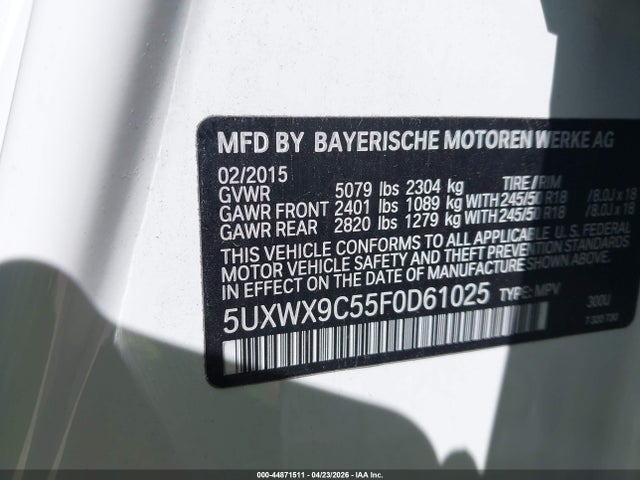 Продажа на аукционе авто 2015 Bmw X3 Xdrive28i, vin: 5UXWX9C55F0D61025, номер лота: 44871511