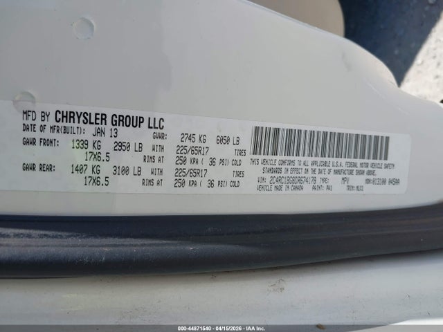 Aukcja sprzedaży 2013 Chrysler Town & Country Touring, vin: 2C4RC1BG8DR674178, numer aukcji: 44871540