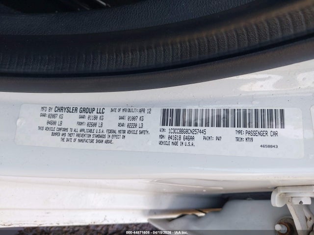 Aukcja sprzedaży 2012 Chrysler 200 Touring, vin: 1C3CCBBG8CN257445, numer aukcji: 44871608