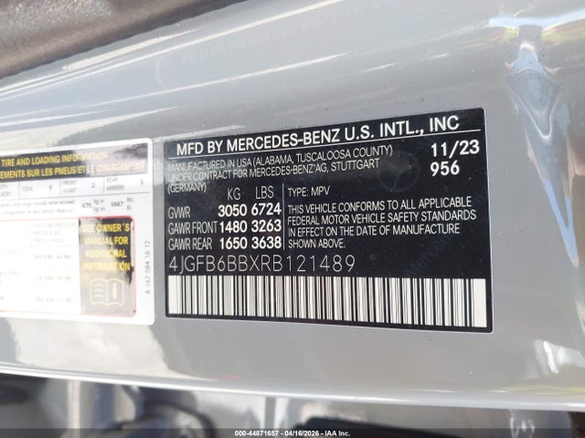 Aukcja sprzedaży 2024 Mercedes-benz Amg Gle 53 4matic+, vin: 4JGFB6BBXRB121489, numer aukcji: 44871657