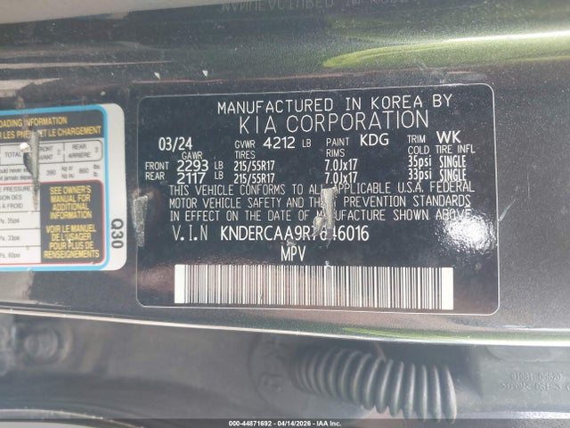 2024 Kia Seltos Ex მანქანა იყიდება აუქციონზე, vin: KNDERCAA9R7646016, აუქციონის ნომერი: 44871692