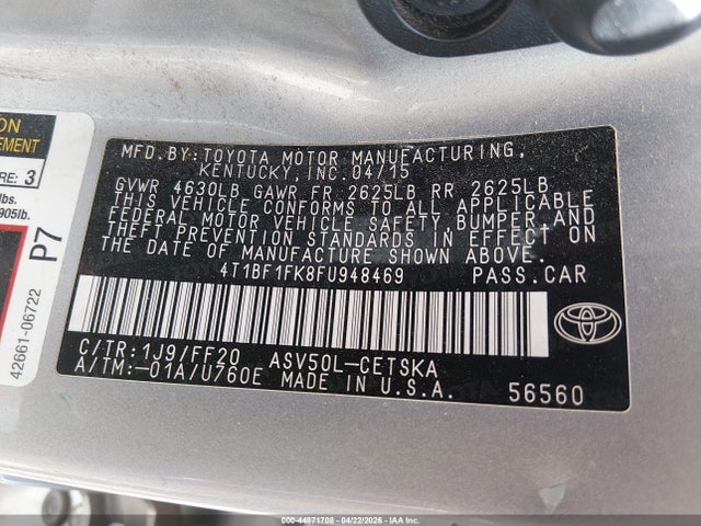 Toyota CAMRY SE 2015 4T1BF1FK8FU948469 Image 9