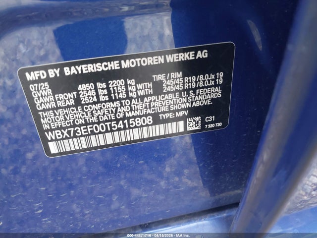 BMW X1 Xdrive28i 2026 WBX73EF00T5415808 Image 9