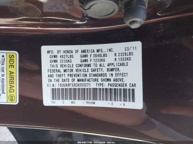 2012 ACURA TL 19UUA9F5XCA000271 Photo 8