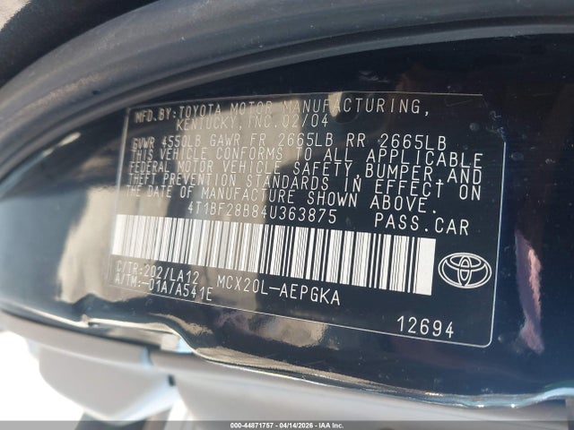 2004 TOYOTA AVALON 4T1BF28B84U363875 Photo 8