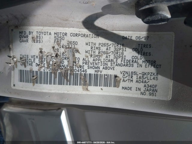 Продаж на аукціоні авто 1997 Toyota 4runner Sr5 V6 Limited, vin: JT3HN87R9V9004546, номер лоту: 44871773