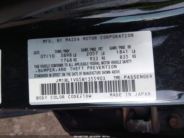 Продаж на аукціоні авто 2011 Mazda Mazda3 I Touring, vin: JM1BL1VG5B1355903, номер лоту: 44871786