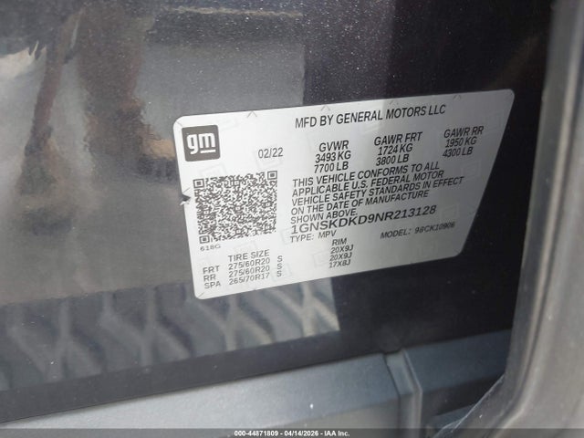 Aukcja sprzedaży 2022 Chevrolet Suburban 4wd Z71, vin: 1GNSKDKD9NR213128, numer aukcji: 44871809