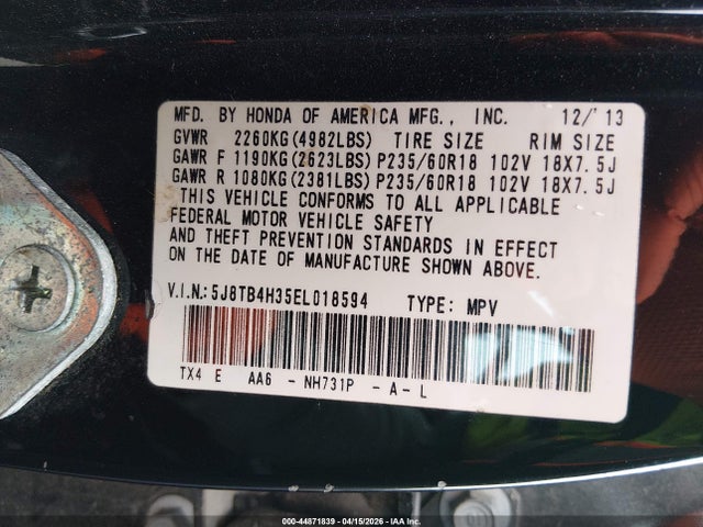 Продажа на аукционе авто 2014 Acura Rdx, vin: 5J8TB4H35EL018594, номер лота: 44871839