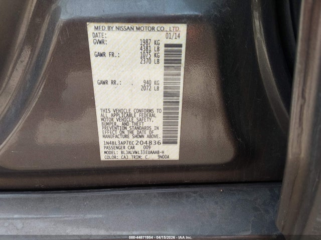 Nissan Altima 3.5 Sl 2014 1N4BL3AP7EC204836 Image 9