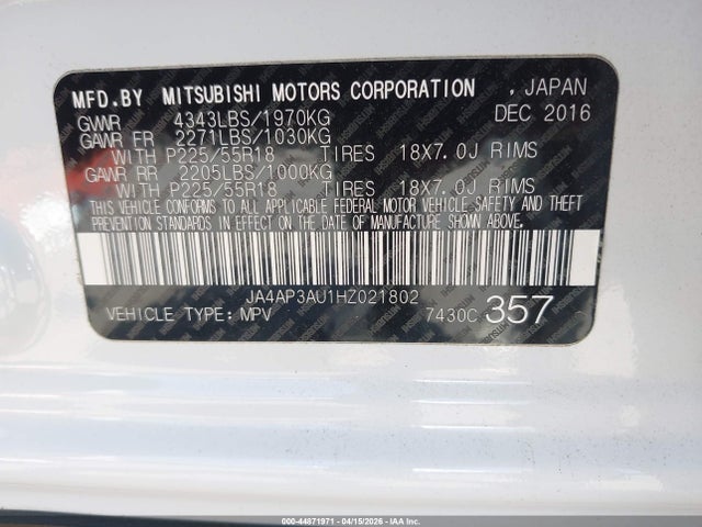 Продаж на аукціоні авто 2017 Mitsubishi Outlander Sport 2.0 Le, vin: JA4AP3AU1HZ021802, номер лоту: 44871971