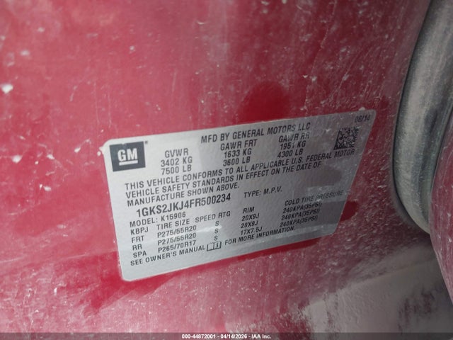 Продажа на аукционе авто 2015 Gmc Yukon Xl 1500 Denali, vin: 1GKS2JKJ4FR500234, номер лота: 44872001