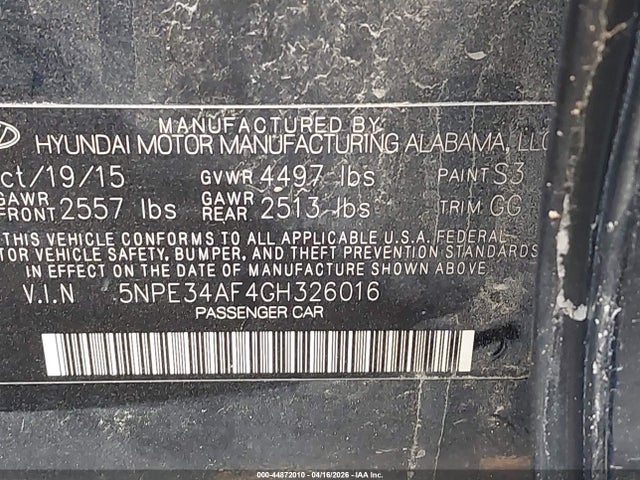 Продаж на аукціоні авто 2016 Hyundai Sonata Sport, vin: 5NPE34AF4GH326016, номер лоту: 44872010