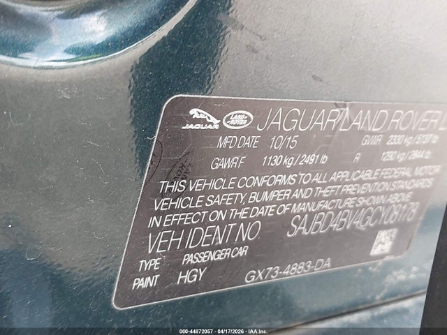 2016 Jaguar Xf 35t Premium მანქანა იყიდება აუქციონზე, vin: SAJBD4BV4GCY08178, აუქციონის ნომერი: 44872057