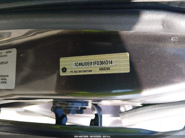 Продаж на аукціоні авто 2015 Jeep Compass High Altitude Edition, vin: 1C4NJDEB1FD366314, номер лоту: 44872058