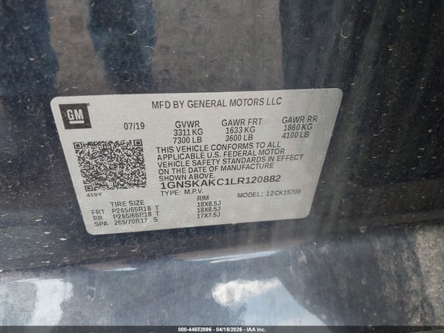 1GNSKAKC1LR120882 Chevrolet Tahoe 4wd Ls