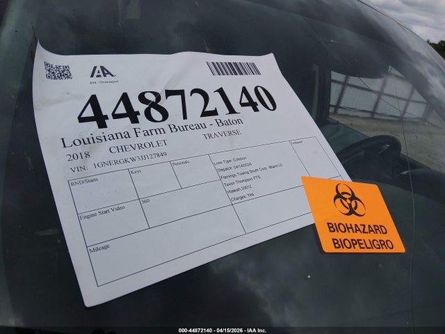 Chevrolet Traverse 1lt 2018 1GNERGKW3JJ127849 Image 8