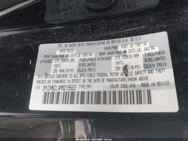Aukcja sprzedaży 2021 Mazda Cx-30 Preferred, vin: 3MVDMBCL4MM215583, numer aukcji: 44872225