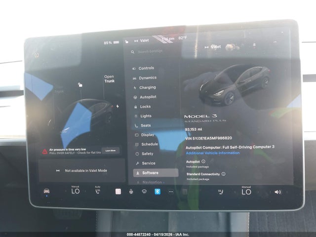44872240 :رقم المزاد ، 5YJ3E1EA5MF986820 vin ، 2021 Tesla Model 3 Standard Range Plus Rear-wheel Drive مزاد بيع