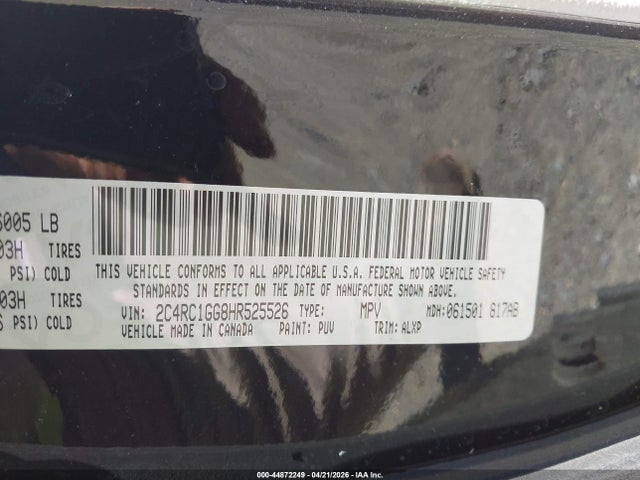 44872249 :رقم المزاد ، 2C4RC1GG8HR525526 vin ، 2017 Chrysler Pacifica Limited مزاد بيع