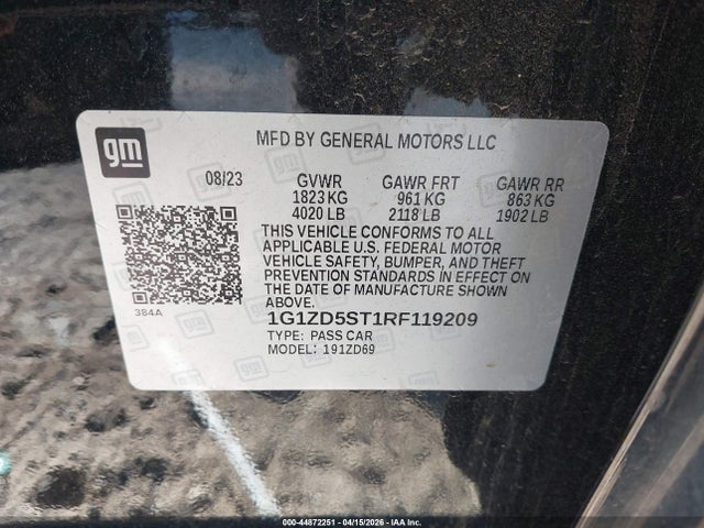 1G1ZD5ST1RF119209 Chevrolet Malibu Fwd 1lt