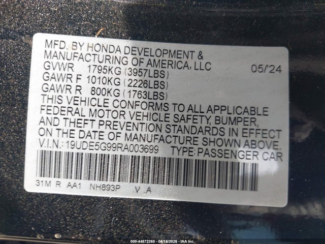 Продаж на аукціоні авто 2024 Acura Integra Type S, vin: 19UDE5G99RA003699, номер лоту: 44872260