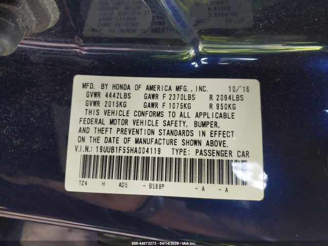Продажа на аукционе авто 2017 Acura Tlx Technology Package, vin: 19UUB1F55HA004119, номер лота: 44872273