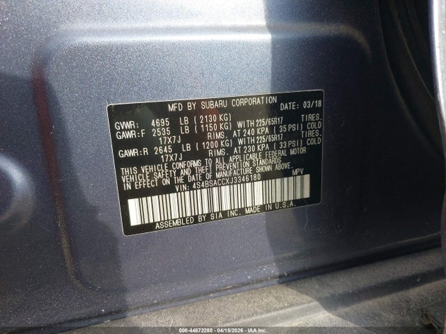 4S4BSACCXJ3346180 Subaru Outback 2.5i Premium