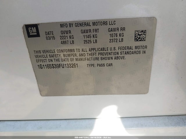 2015 CHEVROLET IMPALA 1G1165S39FU133261 Photo 8