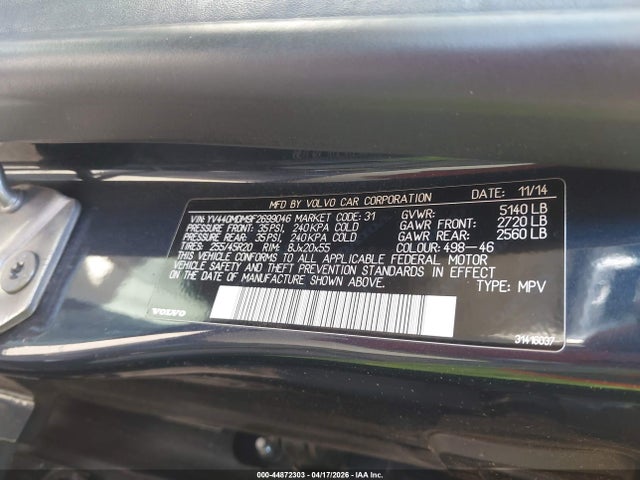 YV440MDM9F2699046 Volvo Xc60 T5 Platinum