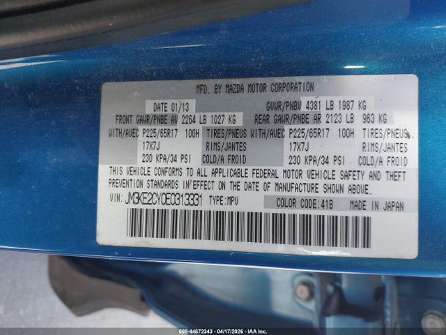 Продаж на аукціоні авто 2014 Mazda Cx-5 Touring, vin: JM3KE2CY0E0313331, номер лоту: 44872343
