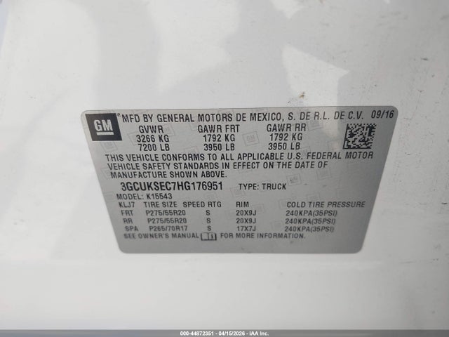 2017 Chevrolet Silverado 1500 2lz მანქანა იყიდება აუქციონზე, vin: 3GCUKSEC7HG176951, აუქციონის ნომერი: 44872351