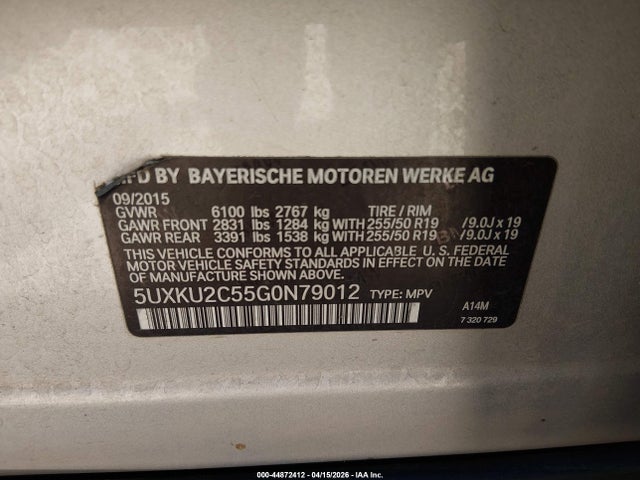 2016 Bmw X6 Xdrive35i მანქანა იყიდება აუქციონზე, vin: 5UXKU2C55G0N79012, აუქციონის ნომერი: 44872412