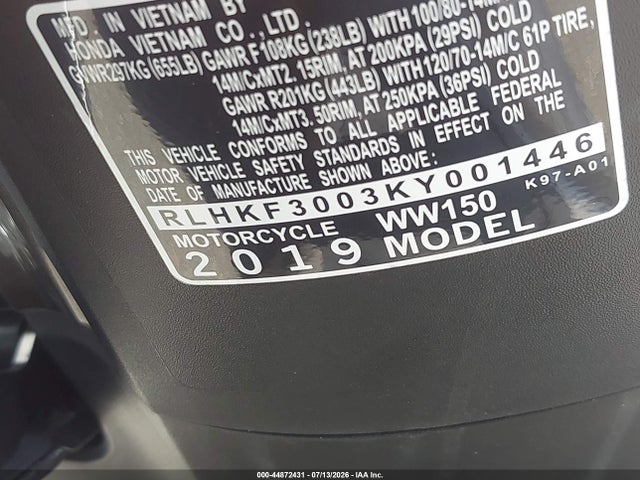 Honda WW150 2019 RLHKF3003KY001446 Image 10