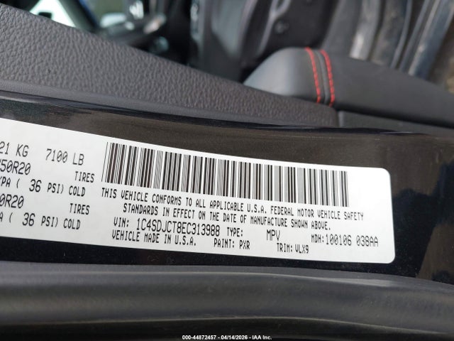44872457 :رقم المزاد ، 1C4SDJCT8EC313988 vin ، 2014 Dodge Durango R/t مزاد بيع