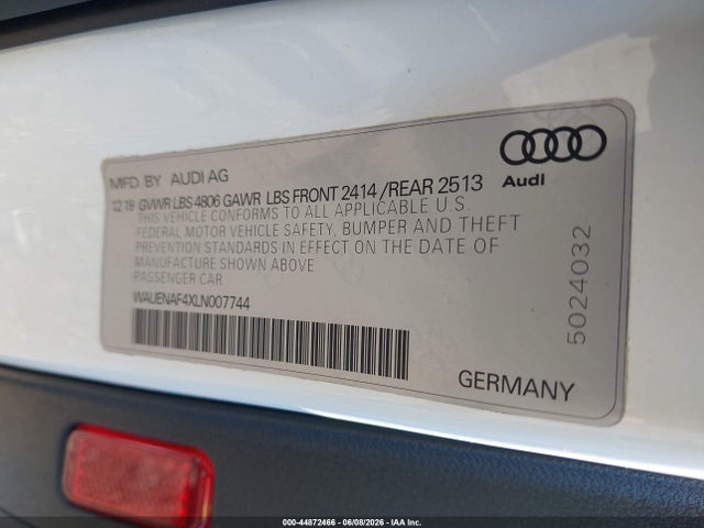 Продажа на аукционе авто 2020 Audi A4 Premium Plus 45 Tfsi Quattro S Tronic, vin: WAUENAF4XLN007744, номер лота: 44872466