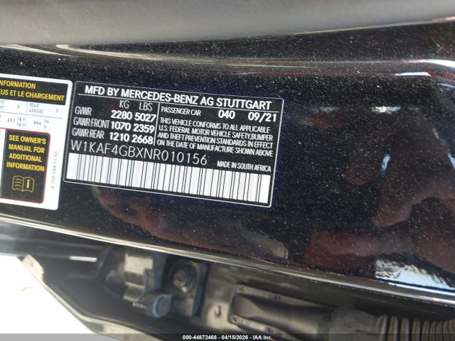 Продажа на аукционе авто 2022 Mercedes-benz C 300 Sedan, vin: W1KAF4GBXNR010156, номер лота: 44872468