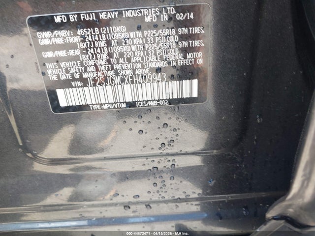 Aukcja sprzedaży 2015 Subaru Forester 2.0xt Touring, vin: JF2SJGWCXFH409943, numer aukcji: 44872471