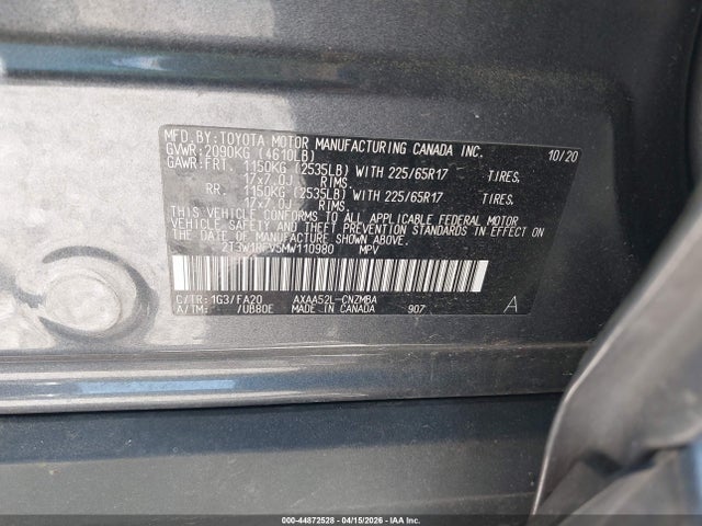 Продаж на аукціоні авто 2021 Toyota Rav4 Xle, vin: 2T3W1RFV5MW110980, номер лоту: 44872528