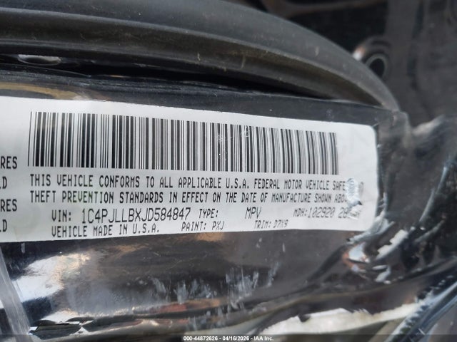 44872626 :رقم المزاد ، 1C4PJLLBXJD584847 vin ، 2018 Jeep Cherokee Latitude Plus Fwd مزاد بيع