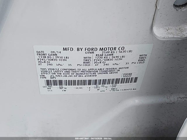 Lincoln MKX 2015 2LMDJ8JK3FBL20899 Image 9