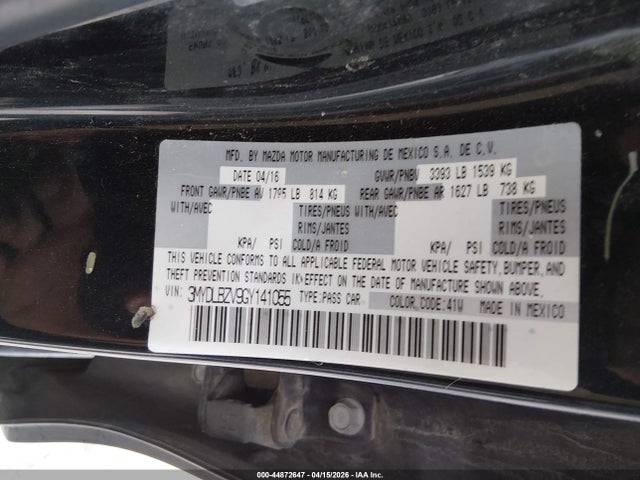 Продажа на аукционе авто 2016 Scion Ia, vin: 3MYDLBZV9GY141055, номер лота: 44872647