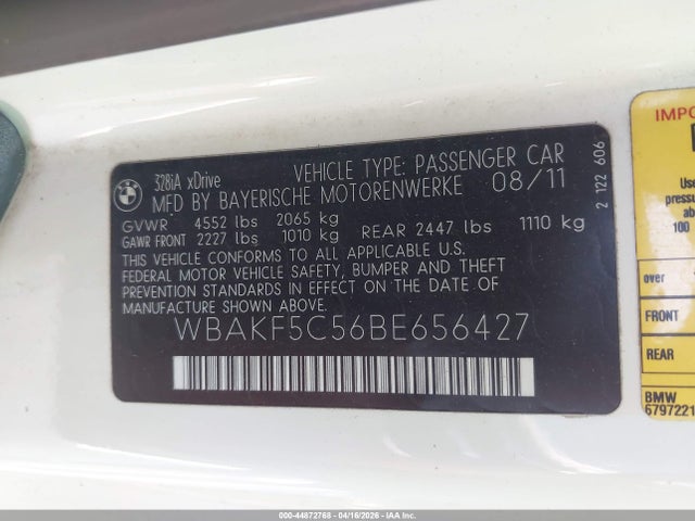Продаж на аукціоні авто 2011 Bmw 328i Xdrive, vin: WBAKF5C56BE656427, номер лоту: 44872768