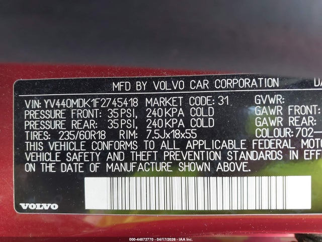 2015 VOLVO XC60 YV440MDK1F2745418 Photo 8